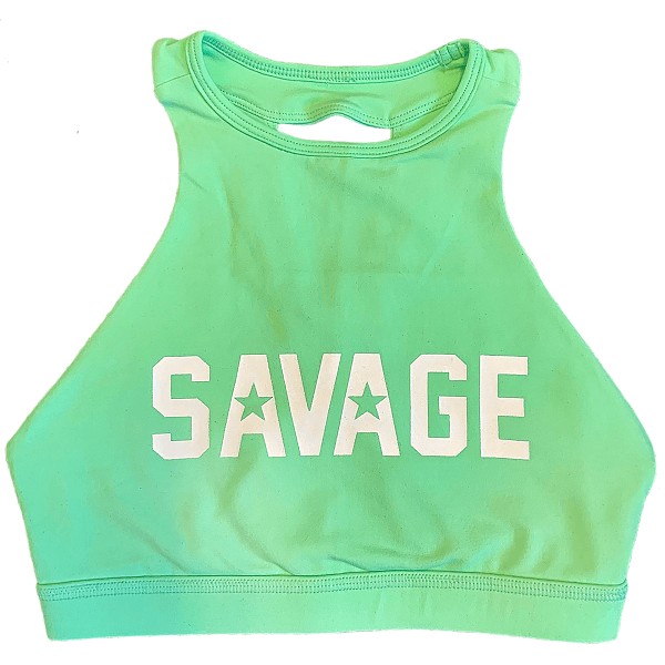 savage barbell mujer sports bra high-neck sea foam dr wod