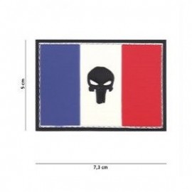 DR WOD - Patch Velcro PVC "Punisher sur drapeau français"
