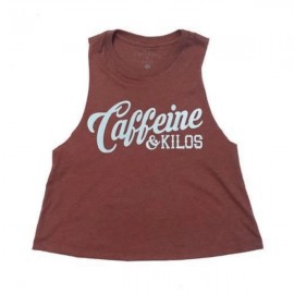 CAFFEINE & KILOS - Muscle Tank Mujer "Script  Logo" Crop - Mauve
