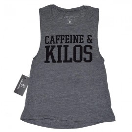 CAFFEINE & KILOS - Muscle Tank Mujer "Bold Logo" - Asphalt