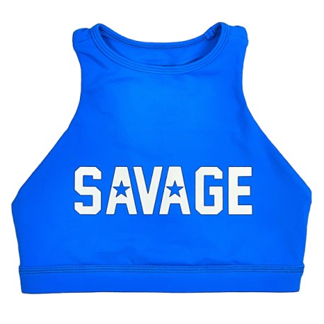 SAVAGE BARBELL - Top "Sports Bra - High Neck "Blue Saphire"