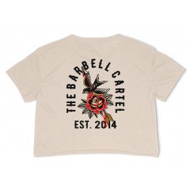 THE BARBELL CARTEL - Woman TeeAmerican Traditional CROP" SAND
